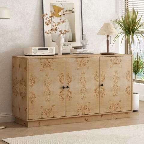 ZUN U-STYLE Wood Pattern Storage Cabinet with 3 Doors, Suitable for Hallway, Entryway and Living Rooms. WF321697AAD