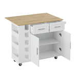 ZUN Multi-Functional Kitchen Island Cart with 2 Door Cabinet and Two Drawers,Spice Rack, Towel Holder, 70998912