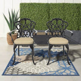 Cast Aluminum Patio Dining Chair 2PCS With Black Frame and Cushions In Random Colors W1710P166005