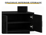 Black Embossed Fireplace TV Stand, 179*35*57.5cm, Particle Board. 4 doors & 2 shelves, barn door 47721966