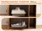 Wooden Hidden Cat Litter Box Enclosure with Storage Shelves Anti-Toppling Design Industrial Style 26529846