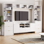 ZUN 4-Piece Entertainment Wall Unit with 13 shelves,8 Drawers and 2 Cabinets, Multifunctional TV Stand 40769163