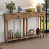 TREXM Retro Console Table with 4 Drawers and Open Shelf, perfect for Entryways, Living Rooms, and N715P202860D