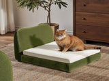 Roman Upholstered Modern Pet Bed, Small to Medium Dog or Cat Olive Green Performance Velvet B2719P448984