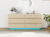 Fluted 6 Drawers Dresser ,Double Dresser Chest of Drawers, 47.24" Modern Chest of Drawers with LED W688P194155