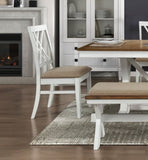 Modern Style White and Oak Finish Side Chairs 2pc Set Fabric Upholstered Seat Charming Traditional B011102651
