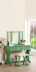 ZUN Unique Modern Bedroom Set w Stool Foldable Mirror Drawers Apple Green Color MDF Veneer 1pc B011111841