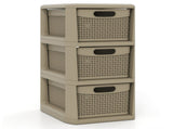 3-Drawer PP Storage Organizer Wicker Look Narrow Cabinet for Home & Office 70302972