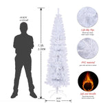 ZUN 7.5FT White Slim Artificial Christmas Tree Includes Foldable Metal Stand 03440975