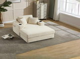 Corduroy Upholstered Chaise Lounge Sofa,Magazine bag,Detachable Cushions Deep Seat for Living W2120P322752