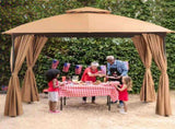 Patio Gazebo 10'x10', Outdoor Duty Party Tent Shelter With Double Roofs, Oxford Fabric Mosquito 17004464