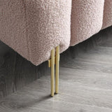 53.2" Width Modern End of Bed Sherpa Fabric Upholstered 2 Seater Sofa Couch Entryway Ottoman W111771366