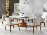 7pcs Modern Marble Dining Table, 59" Round Sintered Stone Table for Dining Room, Kitchen, Dinette, 46922618