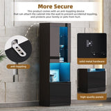 ON-TREND High Gloss Storage Cabinet with LED Lights, 67" Tall Pantry Cabinet with Acrylic Door, N721P192842B