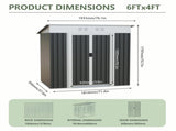 6x4 FT Garden Shed for Patio Outdoors Storage Shed Metal Frame design Sliding Door W2794P482553