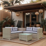 ZUN 4 Piece Patio Sectional Wicker Rattan Outdoor Furniture Sofa Set with Storage Box Grey 65994136