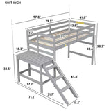 ZUN Twin Loft Bed with Platform,ladder,Grey 84721426