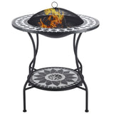 30" Outdoor Fire Pit Dining Table, 3-in-1 Round Wood Pit Bowl, Patio Ice Bucket with W2225142618