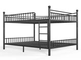 Queen over Queen Metal Bunk Bed with Unique Curved Guardrail Design, Round Tube bunk bed Frame, No 56659198