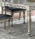 Formal 1pc Table w 2x Leaves Only Silver / Grey Finish Antique Design Rubberwood Large Family B011138665