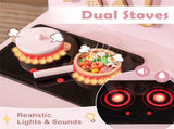 Pink Kids Interactive Wooden Kitchen Playset with Realistic Lights & Sounds 00735333