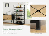 5-Tier Wooden Bookshelf with Adjustable Feet, Metal Frame, Waterproof and Scratch-Resistant Shelves, 83388744