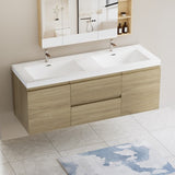 60" Floating Bathroom Vanity with Sink, Modern Wall-Mounted Bathroom Storage Vanity Cabinet with W1573P152706