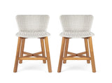 Lymington Outdoor Bar Stool, Teak Finished Wood with Light Grey Wicker, Set of 2 N775P278094G