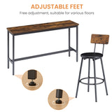 Long Bar Table Set with 3 PU Upholstered Bar Stools, Industrial Bar Table and Chairs for Kitchen W1668P147059