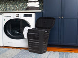 Slim Swiss Cross Cut-Outs Tapered Laundry Hampers with Lid, Plastic, Set of 2, Black 69600503