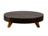 39.37" Retro Round Coffee Table with Storage Space, Suitable for Living Room and Office, Brown W757P379484