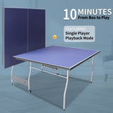 ZUN 8ft Mid-Size Table Tennis Table Foldable & Portable Ping Pong Table Set for Indoor & Outdoor Games 37877415