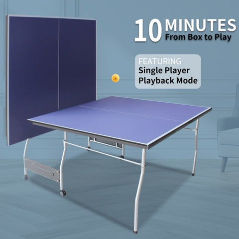 ZUN 8ft Mid-Size Table Tennis Table Foldable & Portable Ping Pong Table Set for Indoor & Outdoor Games 37877415