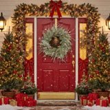 24" Christmas Pine Wreath Pinecone & Greenery Holiday Door Decoration Pre-Lit or Natural Style for 80231284