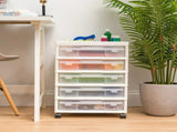 5 Drawers Scrapbook Plastic Rolling Storage Cart with Organizer Top with Casters, White 34557893