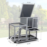 Detachable Rabbit Hutch with Removable Tray and Rolling Casters, GrayWhite W2181P190614