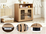 Natural Modern Engineered Wood Bathroom with Open Compartment, Anti-Toppling Tall Storage 43957828
