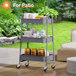 ZUN 3 Tier Small Rolling Cart, Metal Utility Storage Organizer Kitchen Trolley Bathroom Laundry Room Bar 53334839