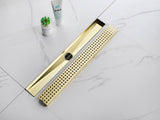 24 Inch Linear Shower Drain with Removable Square Patterned Grate, 304 Stainless Steel with Hair 20605305