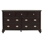 ZUN Dark Cherry Finish Classic Design Dresser of 7x Drawers Wooden Bedroom Furniture 1pc B011P234279