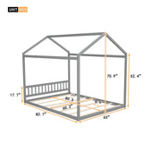 ZUN Queen Size Wooden House Bed with Headboard,Gray 92732406