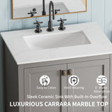 30" Bathroom Vanity with Sink Combo, Fully Assembled Bathroom Sink Cabinet with Marble Countertop, W1573P237850