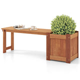 ZUN Outdoor bench with planter box, teak 57707111