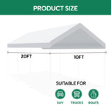 10 x 20 Ft Carport Replacement Canopy Cover Garage Top Tent Shelter with 36 Ball Bungee Cords Heavy W419P278615