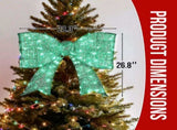Pre-lit Outdoor Giant Bowknot Christmas Decoration, Lighted Metal Frame with 124 Green LED Lights, 98114794