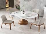 5pcs Modern Marble Dining Table, 59" Round Sintered Stone Table for Dining Room, Kitchen, Dinette, 18781274