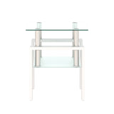 ZUN 1-Piece Modern Tempered Glass Tea Table Coffee Table End Table, Square Table for Living Room, 03364245