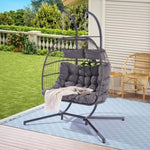 ZUN 2 Person Outdoor Rattan Hanging Chair Patio Wicker Egg Chair W87472175