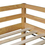 Solid Wooden, Rubber Wooden Twin Loft Bed with Ladder, Bed Platform of Strengthened Slats, Natural W504P190954