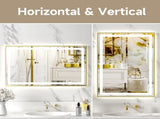 24x36" Gold Tempered Mirror Dual LED Light Strips Front and Back LightingUnable ship on weekends, 77771196